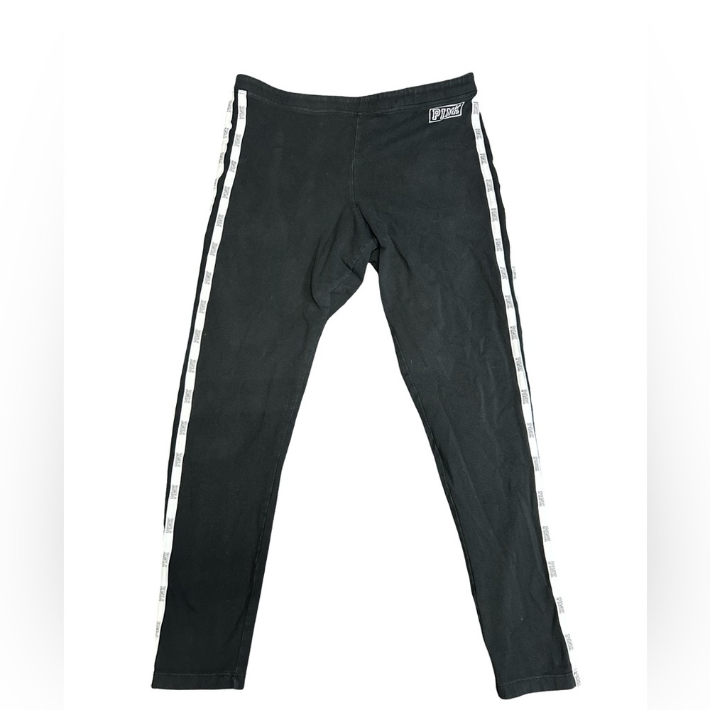 PINK Victoria's Secret Black Track Joggers with White Side Stripe